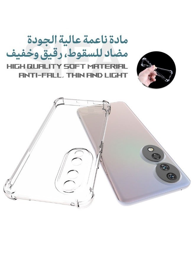 اليشمك جراب Honor 90 ، جراب واقٍ من أربع زوايا مقاومة للسقوط ، غطاء مرن نحيف من مادة TPU ممتص للصدمات وممتص للصدمات من المطاط الناعم لهاتف Honor 90 (6.7 بوصة) ، شفاف - Image 2
