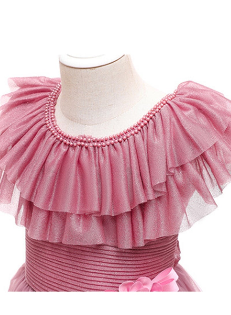 Girls princess dress tutu gauze atmospheric performance costume little girl flower girl wedding dress Costumes - Image 2