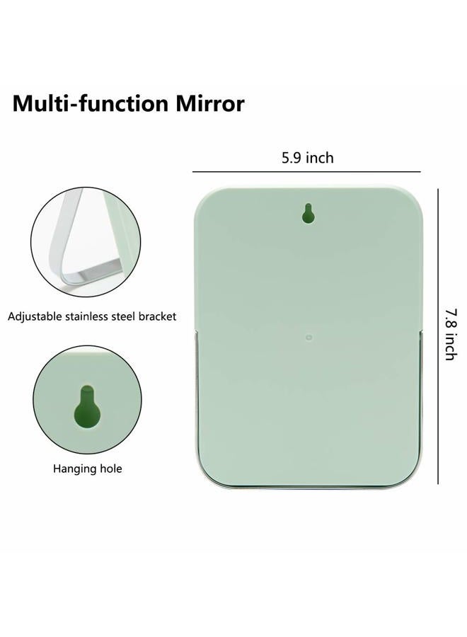 YEAKE Table Desk Vanity Makeup Mirror,20cm Portable Folding Mirror with Metal Stand 90CAdjustable Rotation Tavel Make Up Mirror Hanging Bathroom for Shower Shaving(Green) - Image 2