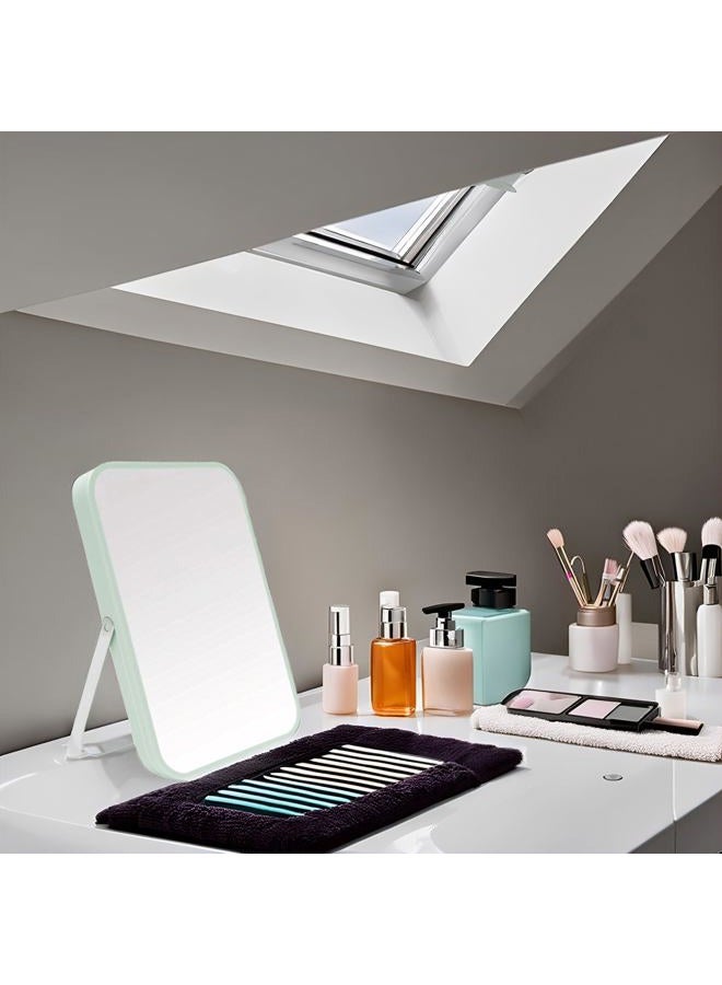 YEAKE Table Desk Vanity Makeup Mirror,20cm Portable Folding Mirror with Metal Stand 90CAdjustable Rotation Tavel Make Up Mirror Hanging Bathroom for Shower Shaving(Green) - Image 3