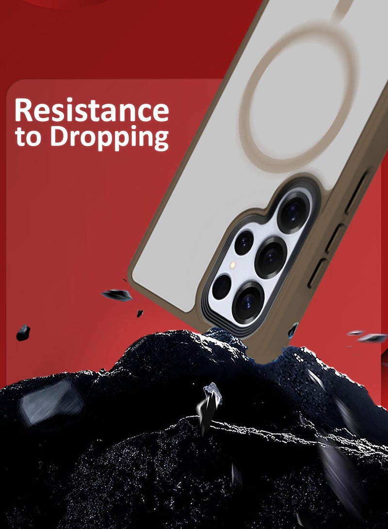 CATANES (for Samsung Galaxy S25 Ultra) 3Packs, Magnetic Slim Protective Case Wireless Charging Support with 2 Shock Proof Privacy Screen Protectors - Dark Brown - Image 2