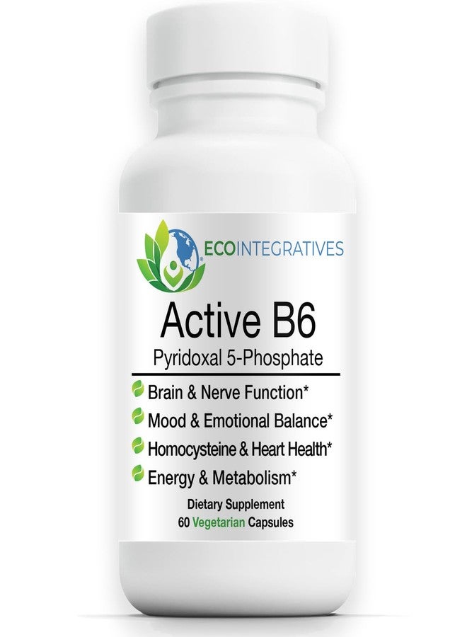 EcoIntegratives® Active B6 – 33.8 mg Pyridoxal 5-Phosphate (P5P), High Potency Active Vitamin B6 for Energy, Mood, Nerve and Heart Support* – Non-GMO, Gluten Free, 60 Vegetarian Capsules - Image 1