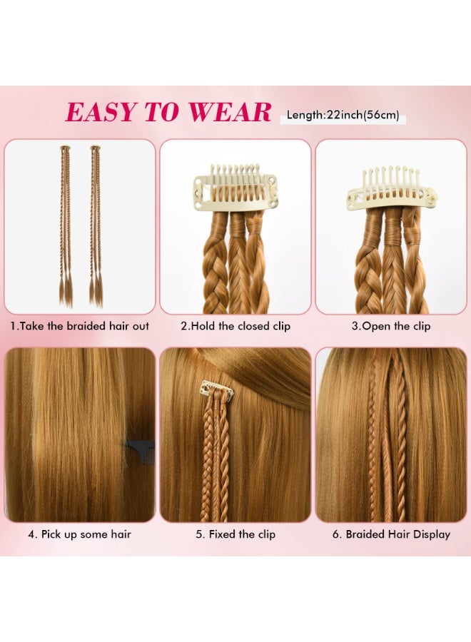 Braid Hair Extensions, 6 PCS Clip in Hair Extensions Baby Braids, 22" Long Natural Soft Synthetic Hairpieces for Women Daily Wear - Image 3