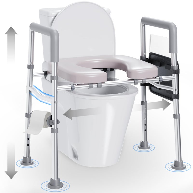 UNLICON Raised Toilet Seat with Handles, Toilet Seat Riser for SeniorsAdjustable Height & Width, 450lb Raised Toilet Seat with Handles for Elderly, Handicap, Elevated, Pregnant, Fit Any Toilet - Image 1