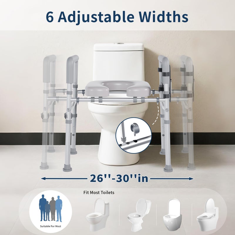 UNLICON Raised Toilet Seat with Handles, Toilet Seat Riser for SeniorsAdjustable Height & Width, 450lb Raised Toilet Seat with Handles for Elderly, Handicap, Elevated, Pregnant, Fit Any Toilet - Image 4
