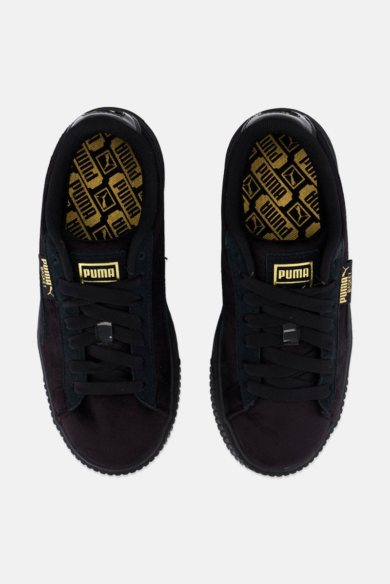 PUMA Women Velvet Lace Up Shoes, Black - Image 2