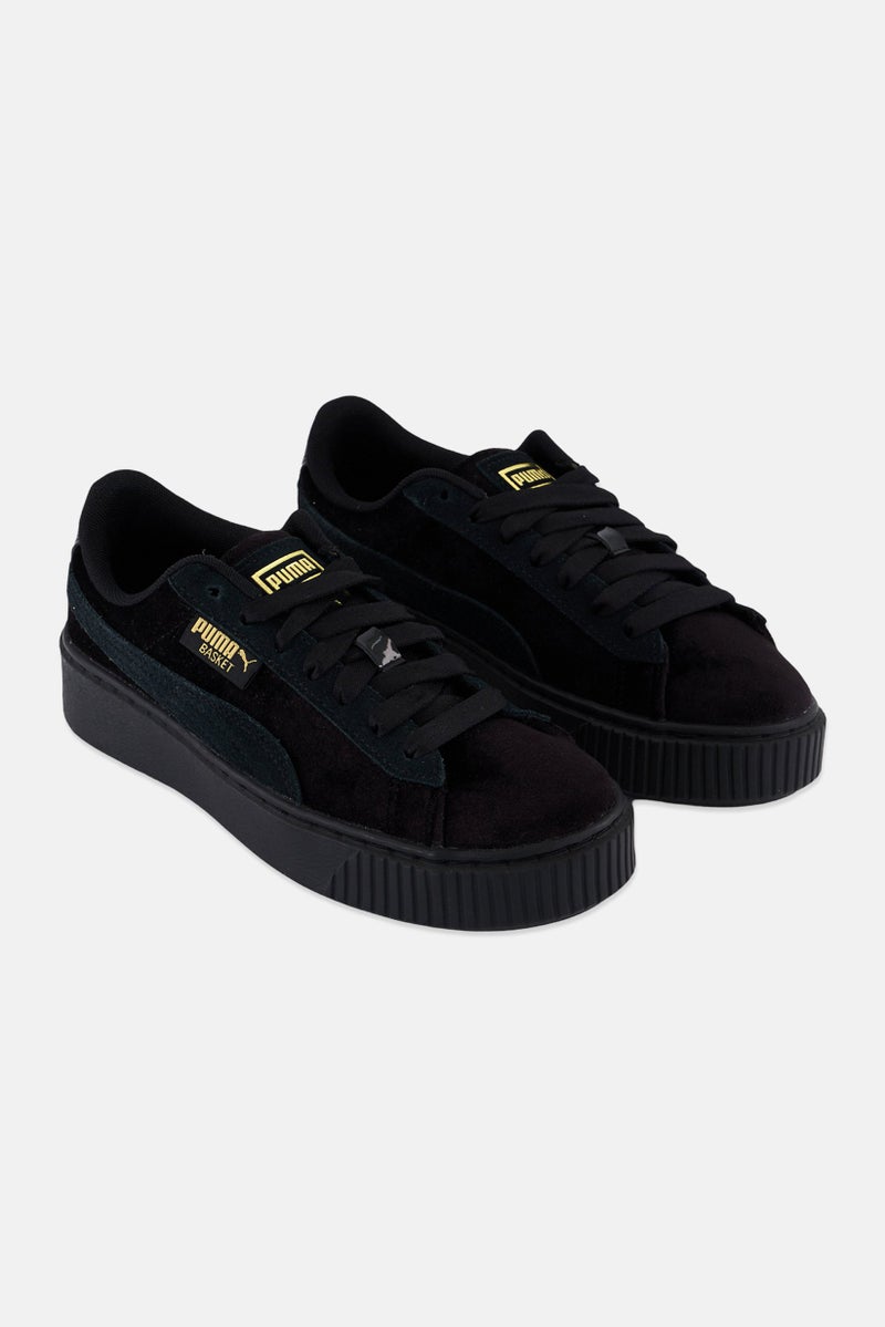 PUMA Women Velvet Lace Up Shoes, Black - Image 1