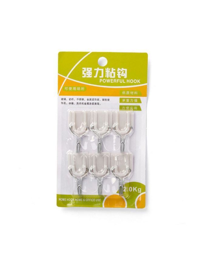 NIBEMINENT 6-Piece Sticky Hanger Hook Set white 2.4x4.7centimeter  - Image 2