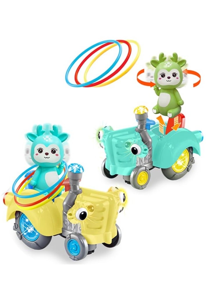 BAYBEE Baybee Wiggling Electric Bump & Go Deer Musical Toys for Kids, Baby Crawling Interactive Toy with 360 Rotation, Music & Rings Bump & Go Early Learning Musical Toys for Kids 2+ Years Multicolor  - Image 1