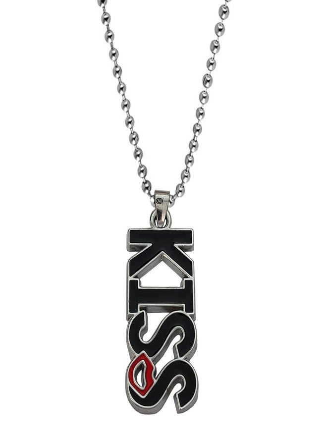 M Men Style Valentine Lover Gift Alphabet KISS Beautiful Locket With Chain Lip Charm Black And Red Zinc And Metal Alphabet Pendant Necklace Chain For Men And Women - Image 1