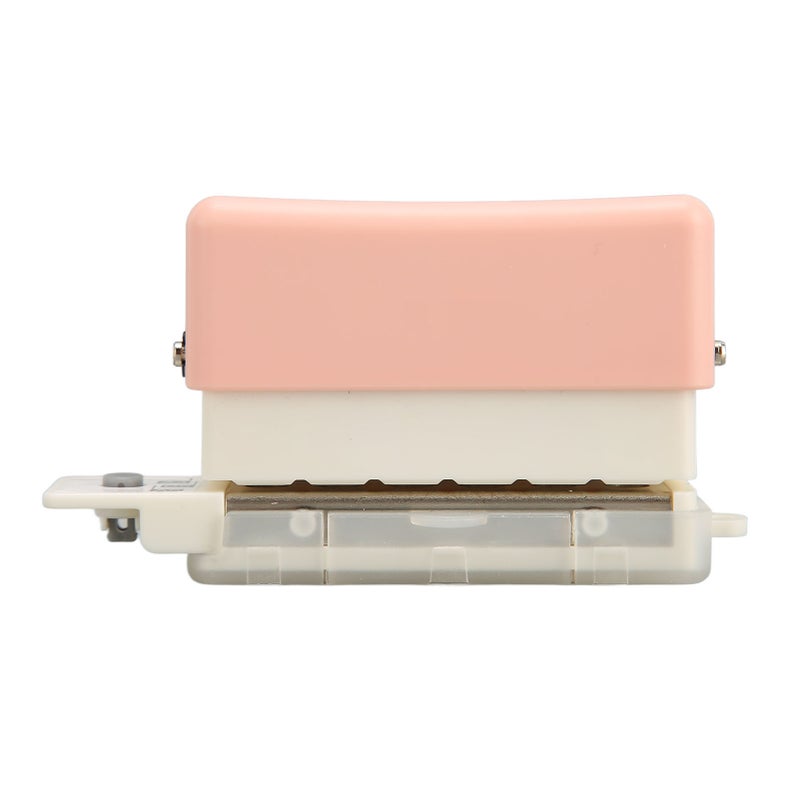 6 Hole Paper Punch: Pink, 2 Sheet Capacity, Positioning Pillar - Portable With Chip Collection Box, Manual Puncher for Home Office, DIY Planner Binding, A4 A5 B5 Paper - Image 1