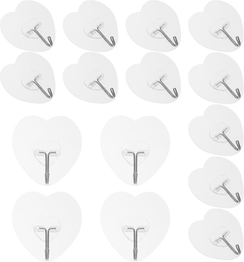 20pcs Heavy Duty Adhesive Heart Shaped Hooks Seamless Wall and Ceiling Hooks for Bathroom Kitchen Storage and Hanging - Image 1