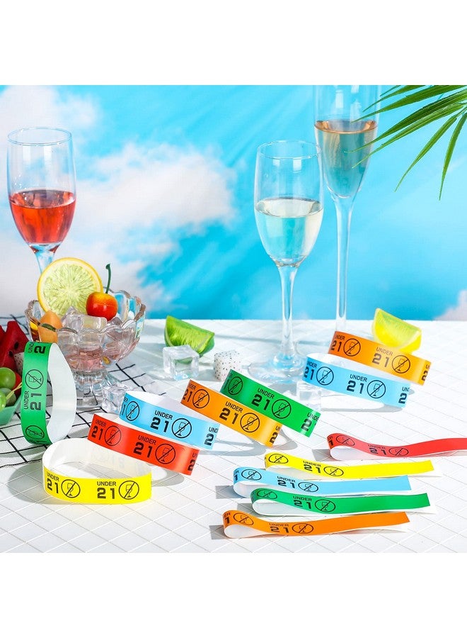 Junkin 500 Pack Wristbands Colored Wrist Bands Paper Waterproof Arm Wristbands For Events Concert Party Yellow Green Blue Red Orange (Under 21 Style) - Image 4