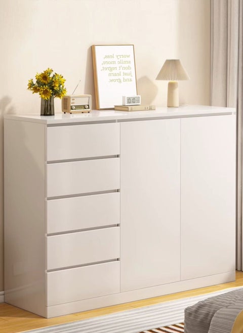 SHARPDO Multifunctional Bedroom Furniture Storage Cabinet, 2 Doors and 5 Drawers 120*40*109cm