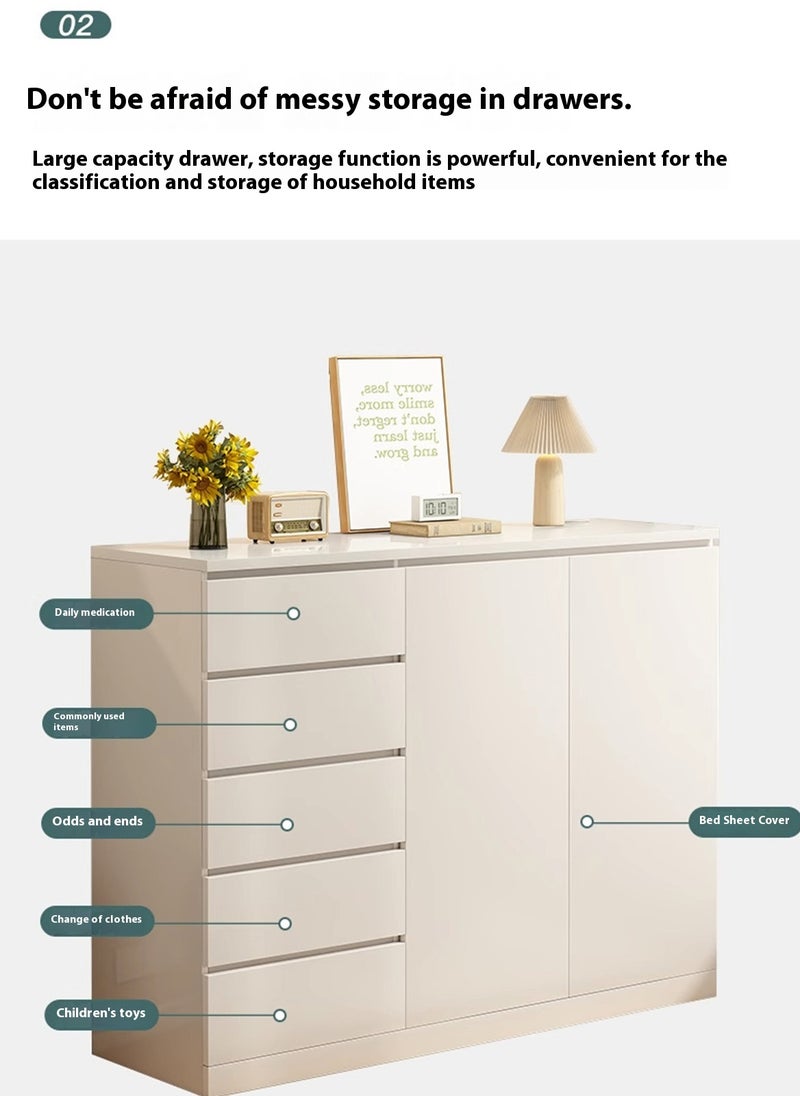 SHARPDO Multifunctional Bedroom Furniture Storage Cabinet, 2 Doors and 5 Drawers 120*40*109cm