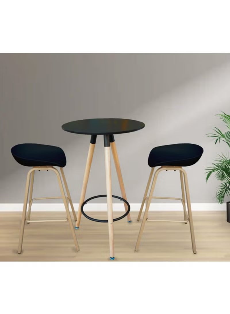 ال دبليو كرسي بار مرتفع لتناول الطعام والإفطار والمطبخ باللون الأسود - Image 3