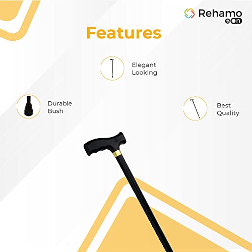 Rehamo Canie Eon Mono - Durable & Economical Walking Stick with Single Leg | Height Adjustable | Mild Steel Construction with Ergonomic Hand Grip for Better Mobility | Best for Adults, Older People - Image 2