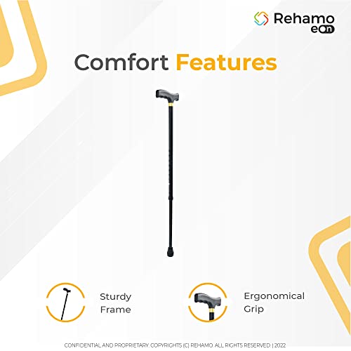 Rehamo Canie Eon Mono - Durable & Economical Walking Stick with Single Leg | Height Adjustable | Mild Steel Construction with Ergonomic Hand Grip for Better Mobility | Best for Adults, Older People - Image 4