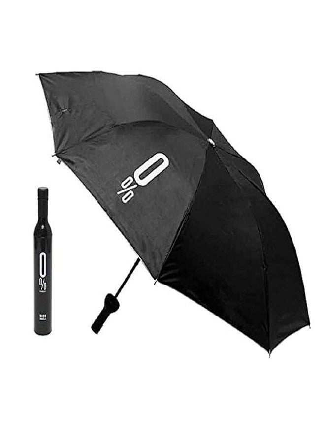KSBOY Wine Bottle Umbrella Windproof Double Layer Umbrella with Bottle Cover for UV Protection & Rain, For Men, Women, and Kids (BLACK) - Image 1