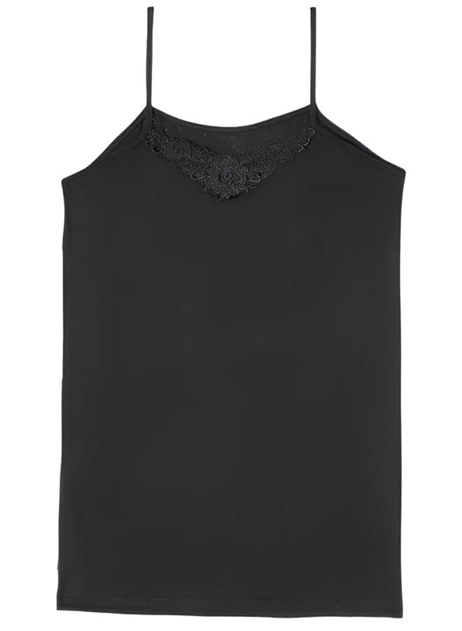 Dahab Cotton Plain Spaghetti Straps Undershirt For Women-Black - Image 1