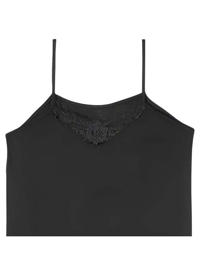 Dahab Cotton Plain Spaghetti Straps Undershirt For Women-Black - Image 2