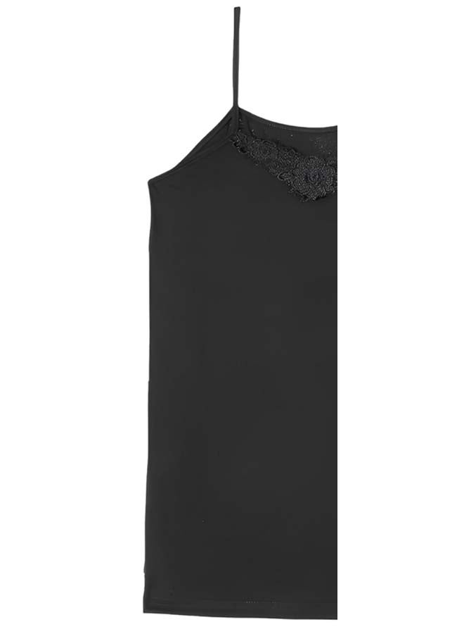 Dahab Cotton Plain Spaghetti Straps Undershirt For Women-Black - Image 3