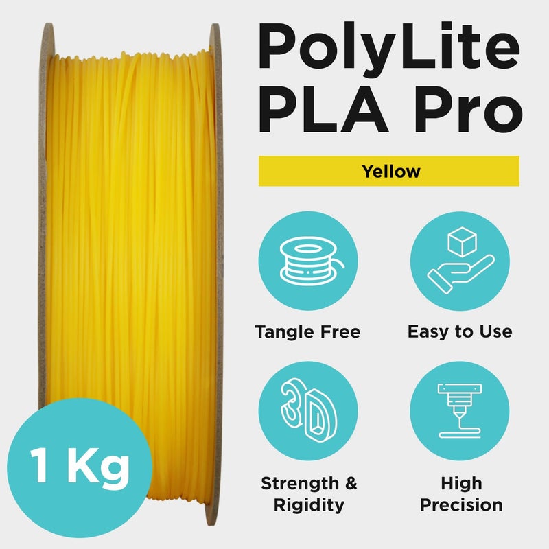 polymaker خيوط PLA PRO 1.75 مم 1 كجم، قوي وعالي الصلابة، خيوط طباعة ثلاثية الأبعاد صفراء، خيوط طابعة ثلاثية الأبعاد PolyLite PLA PRO 1.75 مم، طباعة مع معظم الطابعات ثلاثية الأبعاد - Image 5