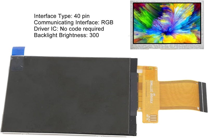 Yosoo 3.5 Inch LCD Display Module 320x480, 40 Pin RGB, 300 Backlight, Aluminum Alloy Material, Clear Visuals, Ideal for Smart Home Appliances, LCD Screen Module - Image 3