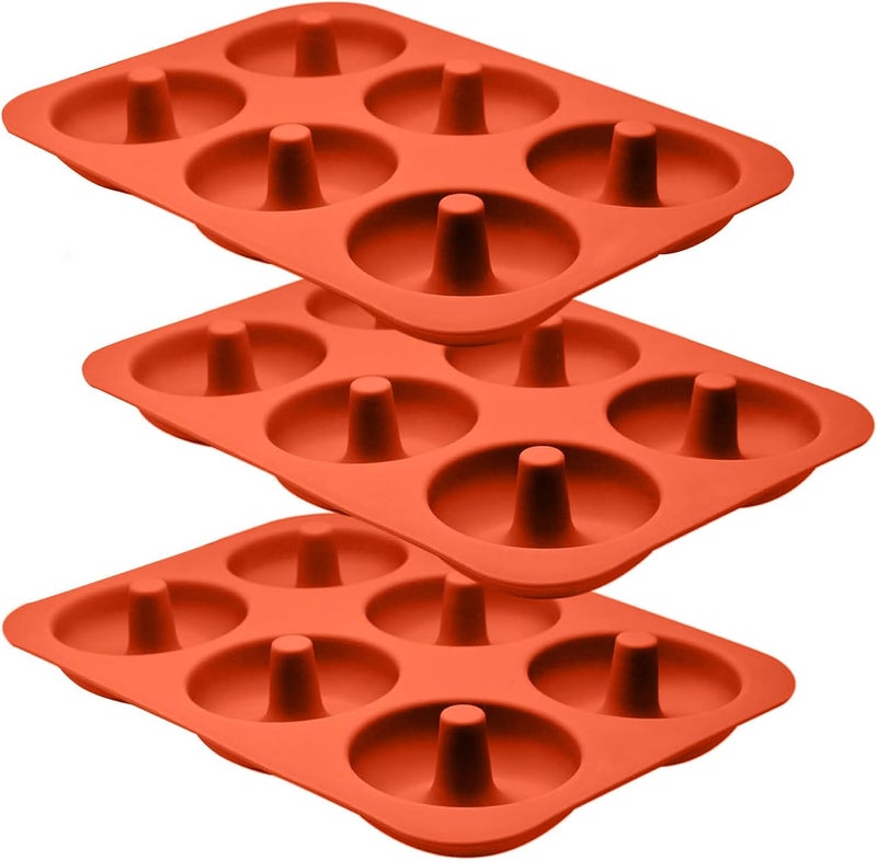 ABAM Premium Silicone 3.5 inch Donut Pan 3-Pack of Non-Stick Food Grade Silicone baking mold with 18 donut molds of Bagel Making Tray perfect for Microwave, Freezer & Dishwasher safe. - Image 1