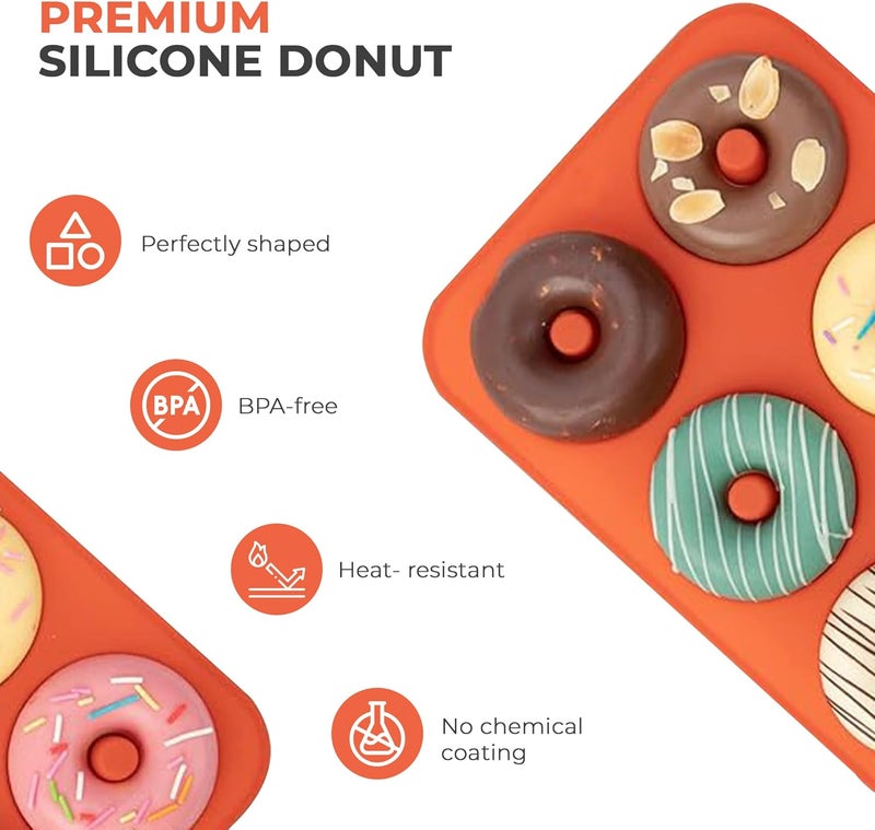 ABAM Premium Silicone 3.5 inch Donut Pan 3-Pack of Non-Stick Food Grade Silicone baking mold with 18 donut molds of Bagel Making Tray perfect for Microwave, Freezer & Dishwasher safe. - Image 2