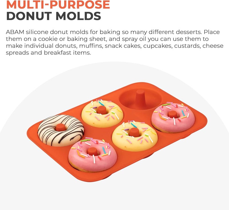 ABAM Premium Silicone 3.5 inch Donut Pan 3-Pack of Non-Stick Food Grade Silicone baking mold with 18 donut molds of Bagel Making Tray perfect for Microwave, Freezer & Dishwasher safe. - Image 3