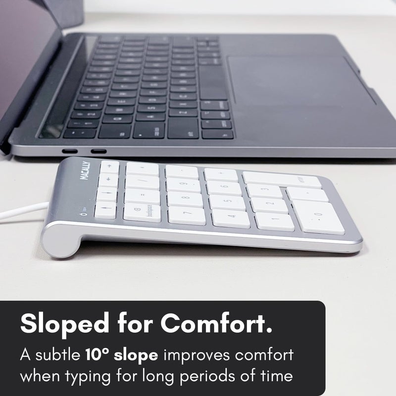 MACALLY USB C Wired Number Pad for Mac - 10 Key USB Keypad, Type C Numeric pad, Number Keypad for Keyboard and Number Pad for Laptop, MacBook Pro/Air, iMac, and PC - 5ft Cable Numpad - Silver Keypads - Image 5