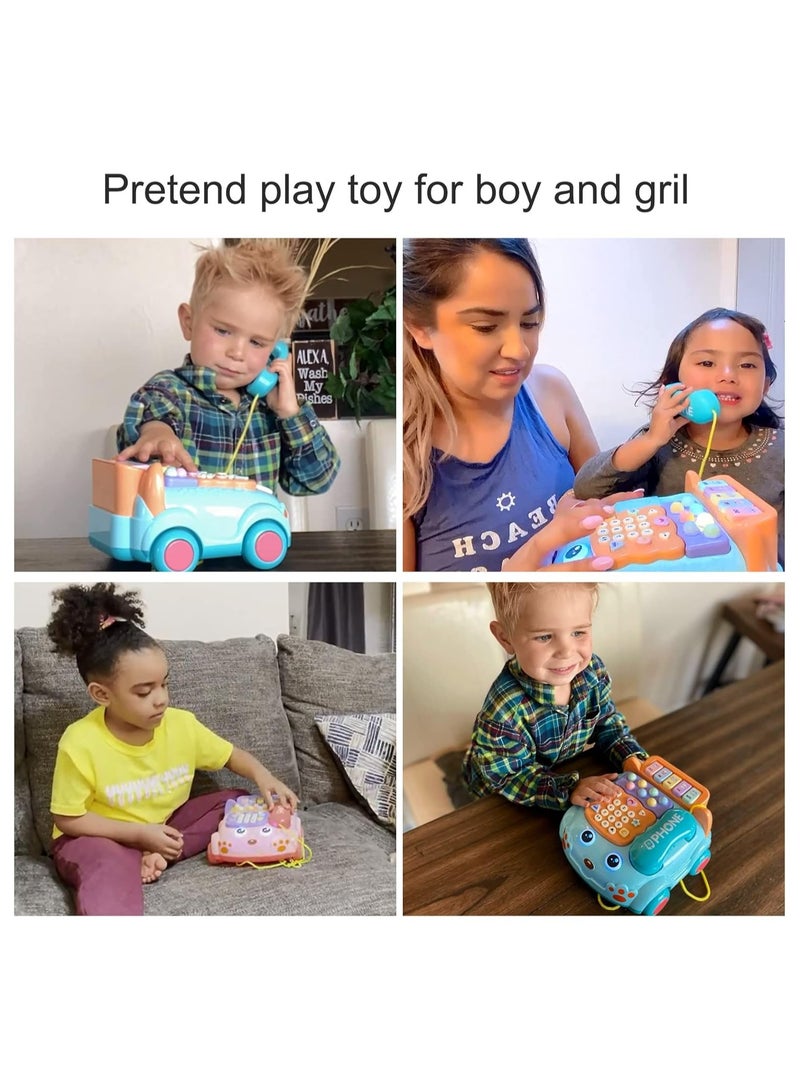 Baby Phone Toy,Baby Toy Phone Cartoon Baby Piano Music Light Toy Children Pretend PhoneToy Gift Game Boy Girl Early Education Gift Blue - Image 4