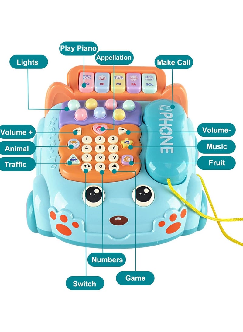 Baby Phone Toy,Baby Toy Phone Cartoon Baby Piano Music Light Toy Children Pretend PhoneToy Gift Game Boy Girl Early Education Gift Blue - Image 3