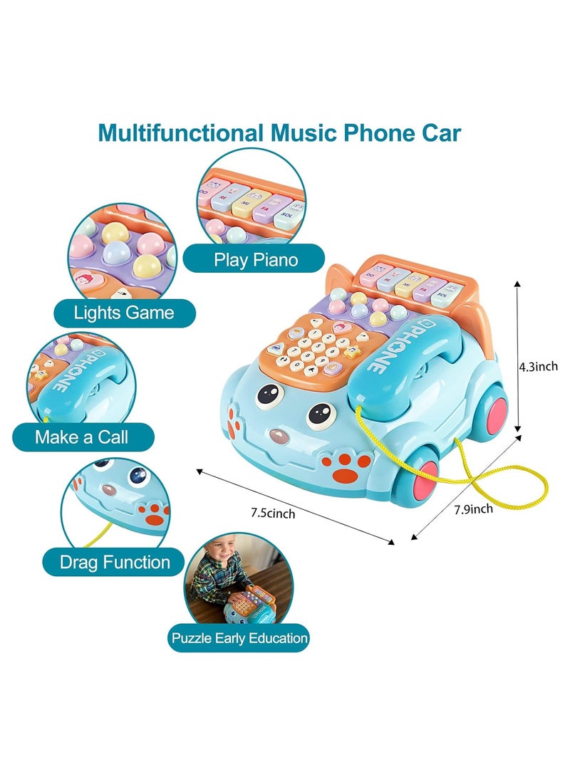 Baby Phone Toy,Baby Toy Phone Cartoon Baby Piano Music Light Toy Children Pretend PhoneToy Gift Game Boy Girl Early Education Gift Blue - Image 2