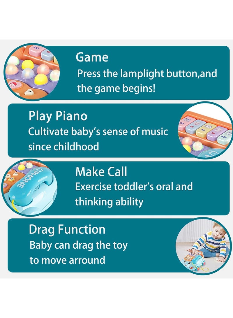 Baby Phone Toy,Baby Toy Phone Cartoon Baby Piano Music Light Toy Children Pretend PhoneToy Gift Game Boy Girl Early Education Gift Blue - Image 5