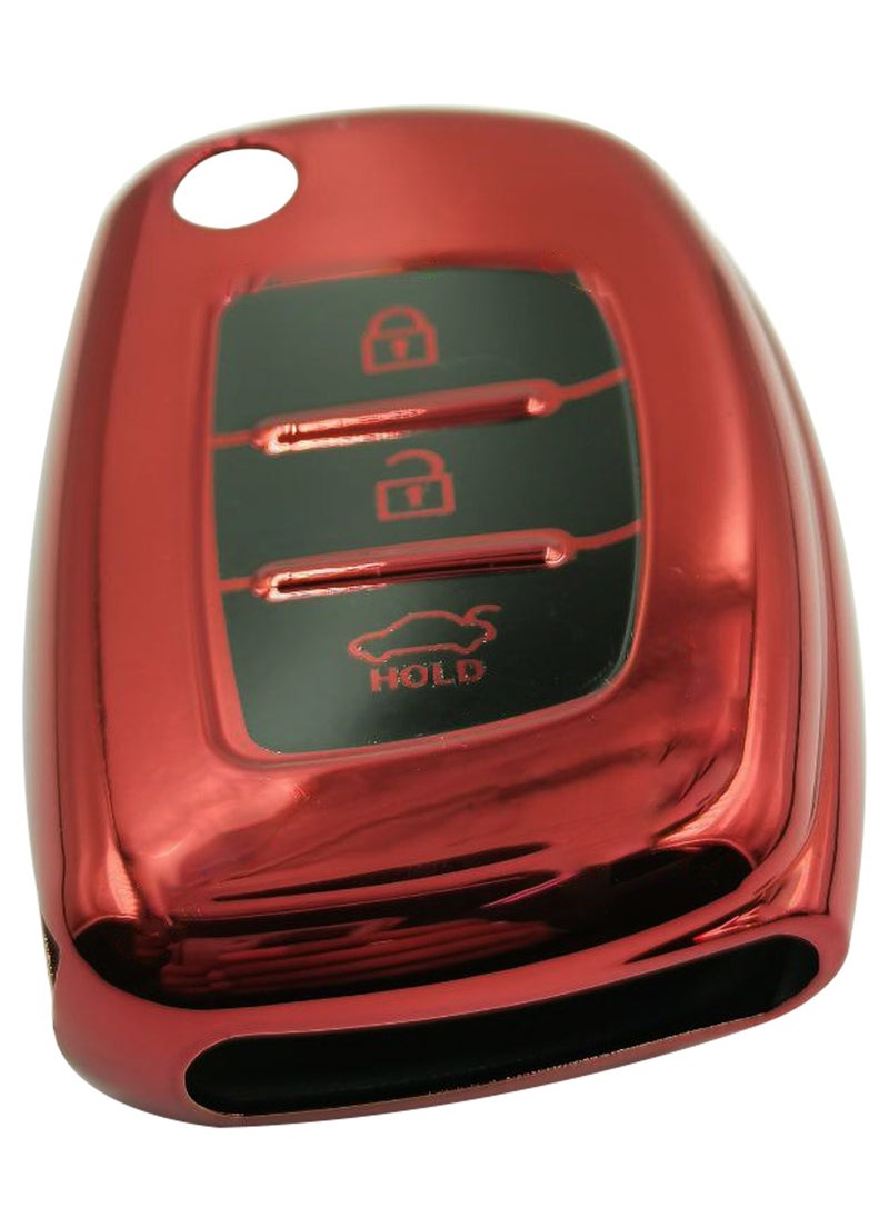 HYUNDAI - Hyundai Accent 3 Button Remote Key Fob Case TPU Car Key Case 1 Pcs Car Key Fob Cover Red - Image 1