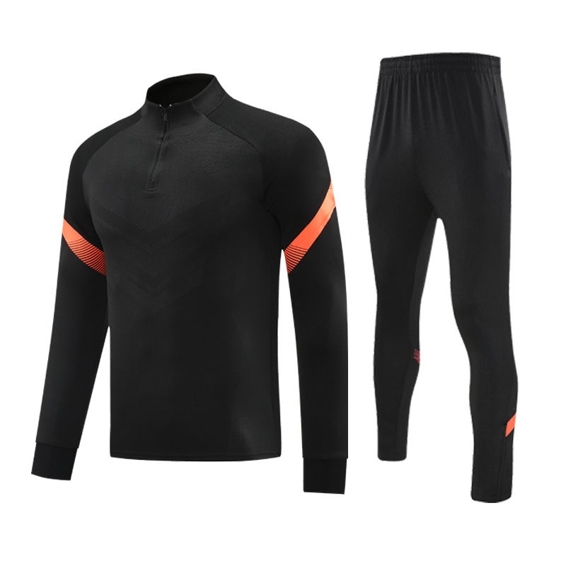 Generic Autumn and winter fleece-lined half zipper pullover long sleeve training clothes suit childrens football appearance clothes running sportswear generation hair Black (regular style) 