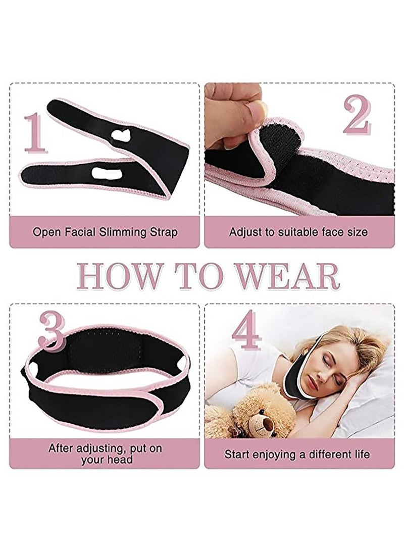 Generic Chin Strap Smooth Face Lift-Up Belt Black/Pink  - Image 4