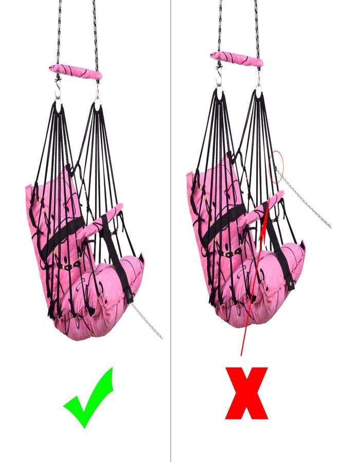 Sprointal® Cotton Baby Swing for Kids Children Folding and Washable 1 to 5 Years New Born Baby Gift Soft Jhula with Safety Belt Easy to Carry Safety Lock Cradle Chair | Home Garden Hall (Pink) - Image 4