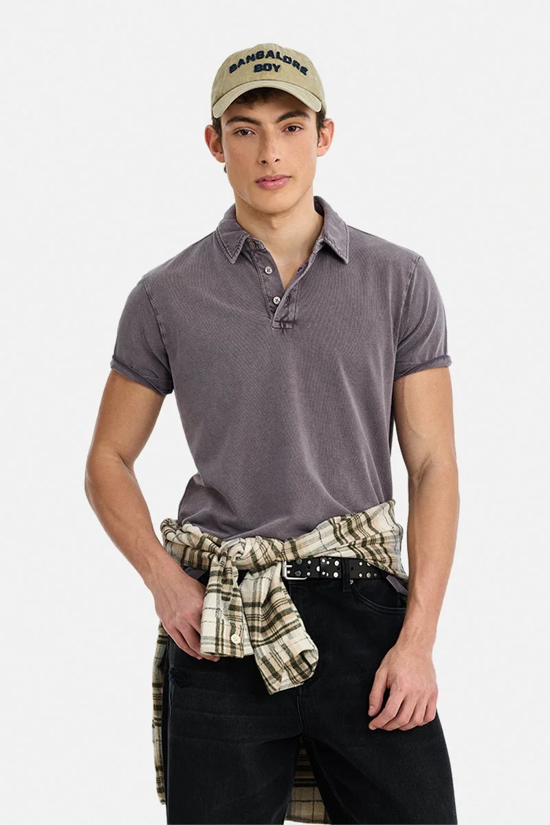 سنيتش Purple Solid Half Sleeve Regular Fit Casual T-Shirt