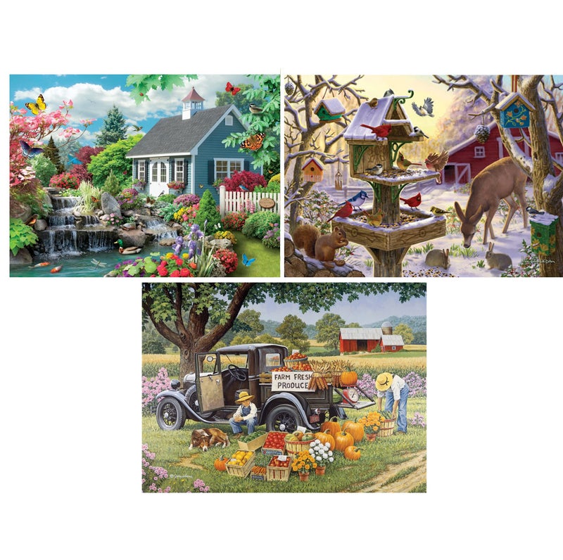 Bits and Pieces  Set of Three Jigsaw Puzzles for Adults  100 Piece and 50 Piece Options  Landscape Home Sunrise  Large Pieces for Seniors  15 x 19 Each - Image 3