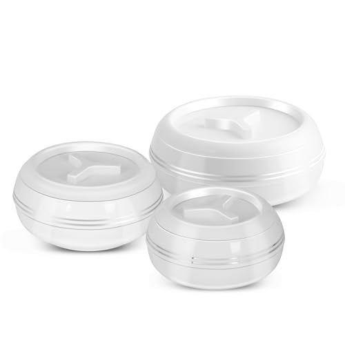 JAYPEE Teen Bhoj Inner Stainless Steel Casserole Set of 3|Lockable Lid|BPA Free|Roti Box|Easy to Carry|Food Grade| Rust Free Casserole for roti 1200,1500,2500 ml| Best for Gifting Purpose,Super White - Image 1