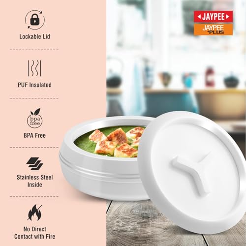 JAYPEE Teen Bhoj Inner Stainless Steel Casserole Set of 3|Lockable Lid|BPA Free|Roti Box|Easy to Carry|Food Grade| Rust Free Casserole for roti 1200,1500,2500 ml| Best for Gifting Purpose,Super White - Image 3