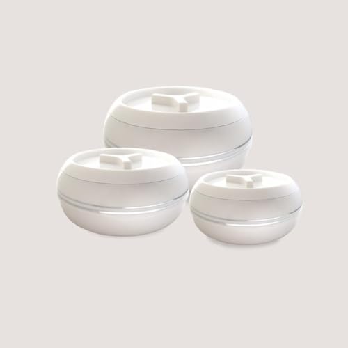 JAYPEE Teen Bhoj Inner Stainless Steel Casserole Set of 3|Lockable Lid|BPA Free|Roti Box|Easy to Carry|Food Grade| Rust Free Casserole for roti 1200,1500,2500 ml| Best for Gifting Purpose,Super White - Image 4