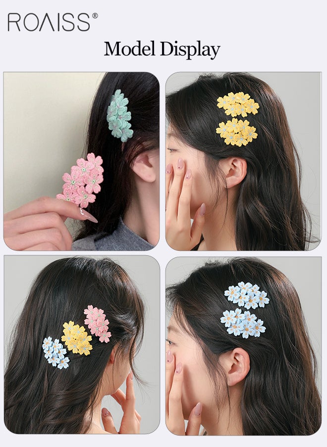 roaiss 6 Pcs Floral Embroidered Hairpins for Women,Fashionable and Elegant Decorative Hair Clips, Suitable for Sweet Female Side Braid Hair Accessories - Image 3