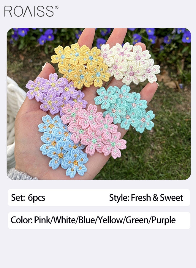 roaiss 6 Pcs Floral Embroidered Hairpins for Women,Fashionable and Elegant Decorative Hair Clips, Suitable for Sweet Female Side Braid Hair Accessories - Image 2