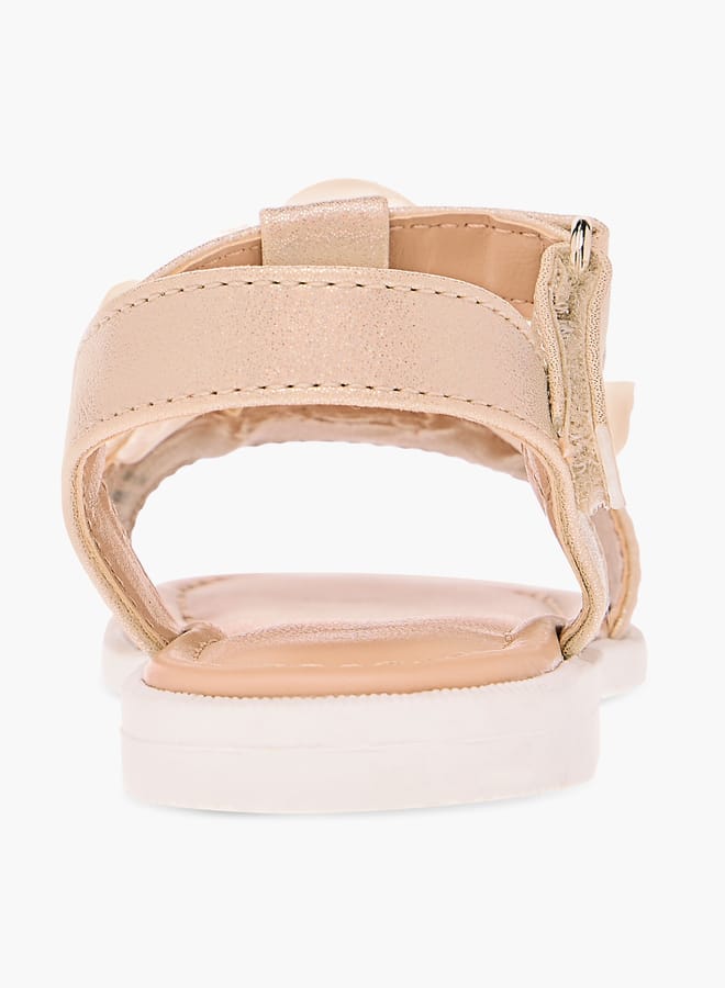 Barefeet Girls Flower Applique Sandals With Hook And Loop Closure - Image 4