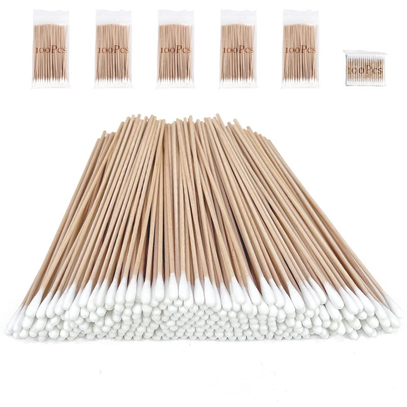 eyxformula 500 Count 6 Inch Long Cotton Swabs with Sturdy Bamboo Sticks Absorbent Lint Free Cotton Tipped Applicator for Cleaning Gun Dog Ear Electronics HardtoReach Areas Makeup Crafts