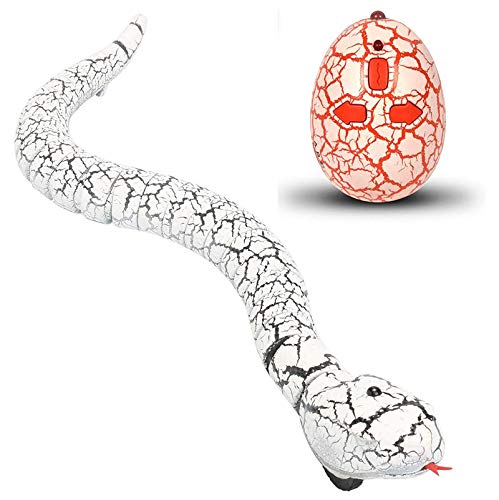Kiditos 16" Remote Control Snake Toy – Rechargeable RC Snake with Egg Controller, White - Image 1